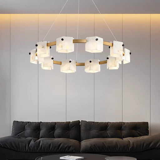 Diamond Shaped Alabaster Ring Chandelier - Sweatfully