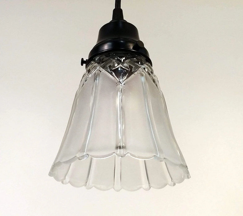 Antique Diamond 1960's Frost PENDANT Light - Sweatfully