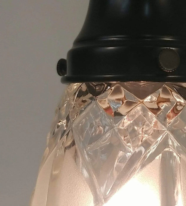 Antique Diamond 1960's Frost PENDANT Light - Sweatfully