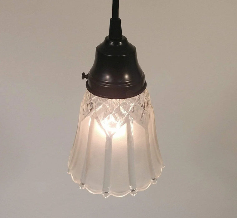 Antique Diamond 1960's Frost PENDANT Light - Sweatfully