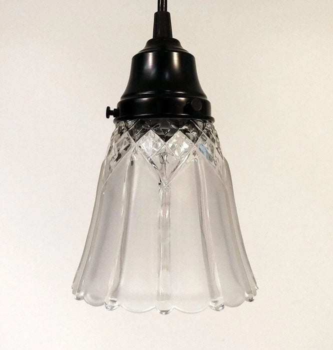 Antique Diamond 1960's Frost PENDANT Light - Sweatfully