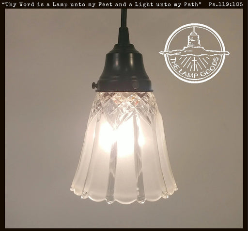 Antique Diamond 1960's Frost PENDANT Light - Sweatfully