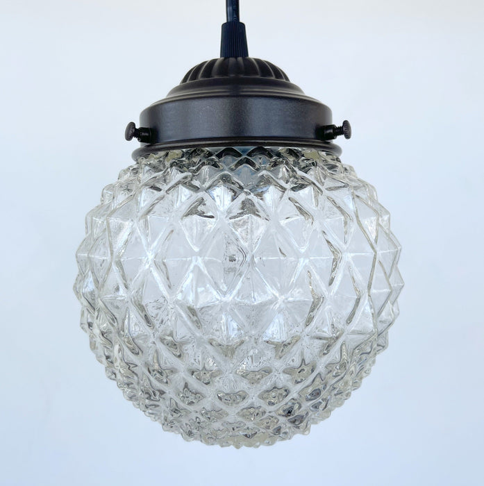 Rare Diamond Antique 1930's Glass Pendant Lighting - Sweatfully