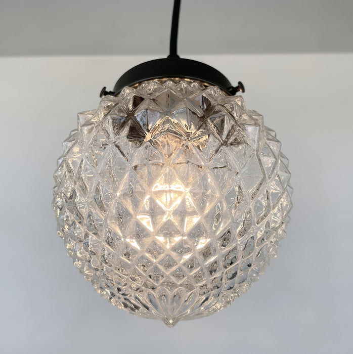Rare Diamond Antique 1930's Glass Pendant Lighting - Sweatfully