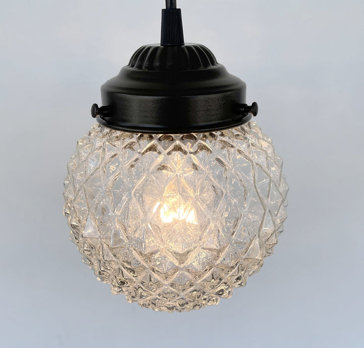 Rare Diamond Antique 1930's Glass Pendant Lighting - Sweatfully