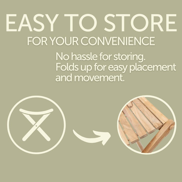 Sierra Natural Teak Outdoor Folding String Seat - Sweatfully