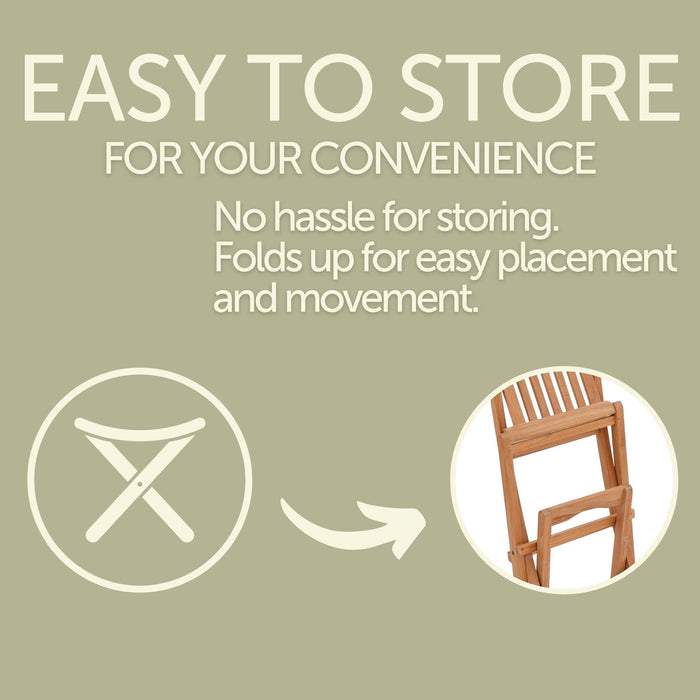 Emmett Natural Teak Indoor/Outdoor Folding Bar Stool - Sweatfully