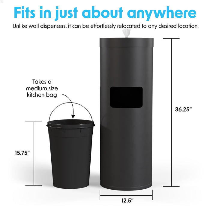 Wipex Premium Matte Floor Dispenser for Bulk Gym Wipes | Stainless Steel | Free Standing Model - Sweatfully