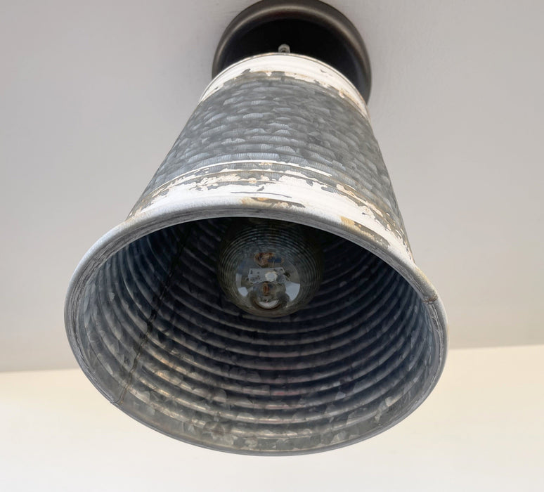 Distressed Large Corrugated Galvanized Barn Ceiling Light - Sweatfully