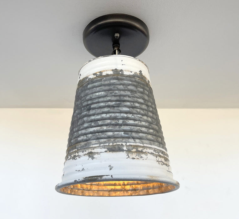 Distressed Large Corrugated Galvanized Barn Ceiling Light - Sweatfully