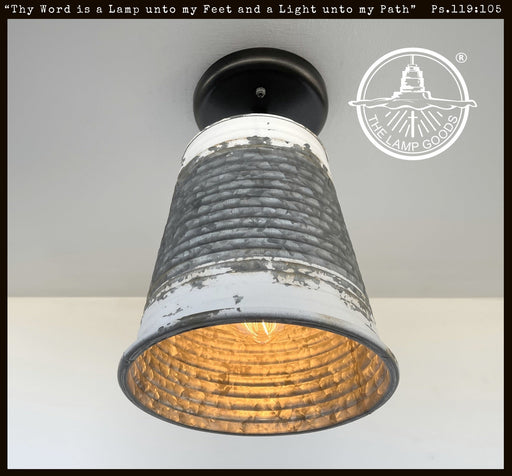 Distressed Large Corrugated Galvanized Barn Ceiling Light - Sweatfully