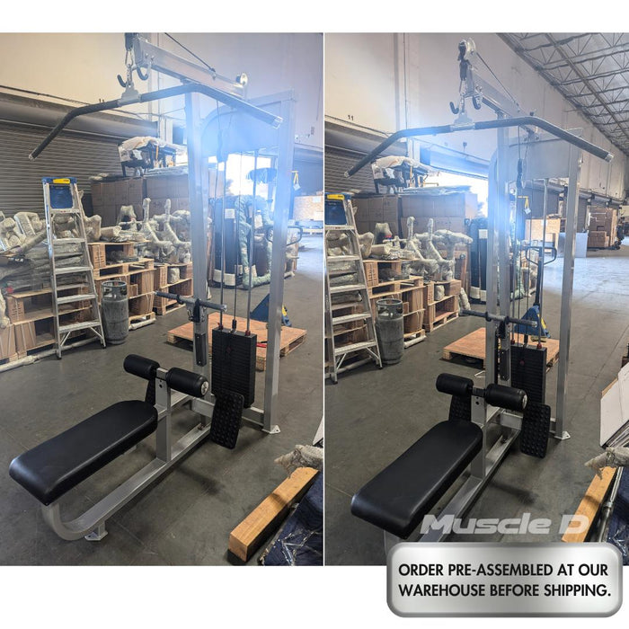 Dual Function Lat-Low Row Combo - Muscle D Fitness -  Seated - Pin Selectorized - Commercial Grade - Sweatfully