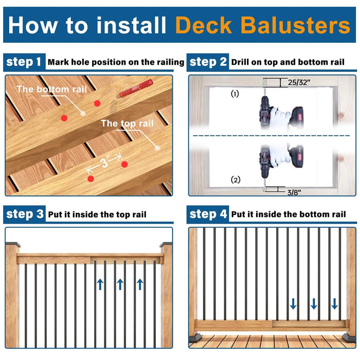 Durable Hollow Deck Balusters with Screws - Sweatfully