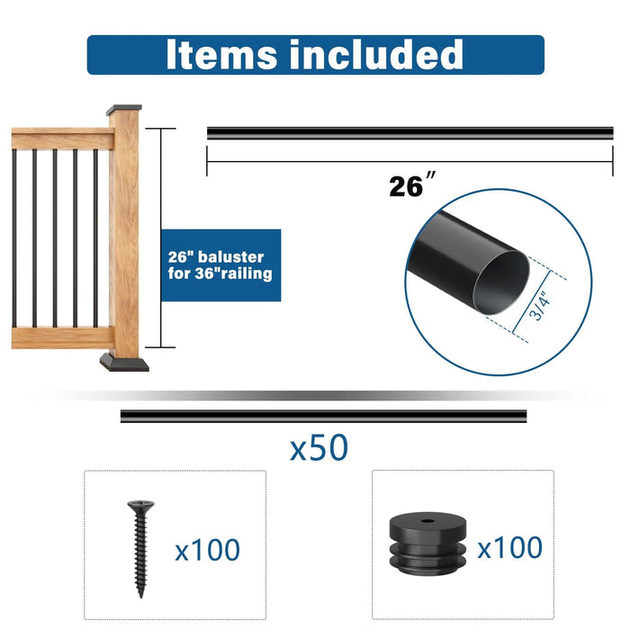 Durable Hollow Deck Balusters with Screws - Sweatfully