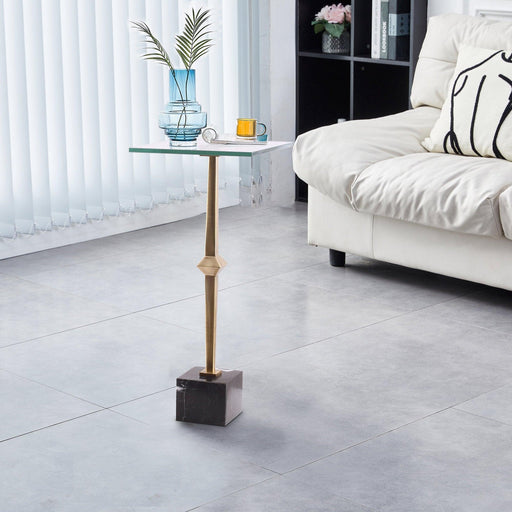 11" Square Side Table with Marble Base - Sweatfully