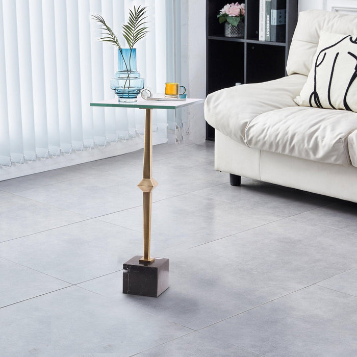 11" Square Side Table with Marble Base - Sweatfully