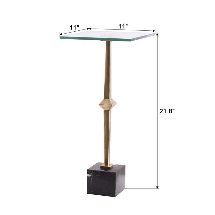 11" Square Side Table with Marble Base - Sweatfully
