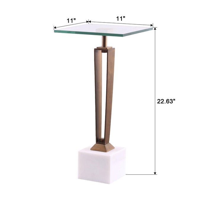 11" Modern Martini Table with White Marble - Sweatfully