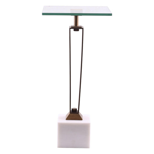 11" Modern Martini Table with White Marble - Sweatfully