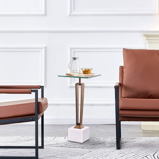 11" Modern Martini Table with White Marble - Sweatfully
