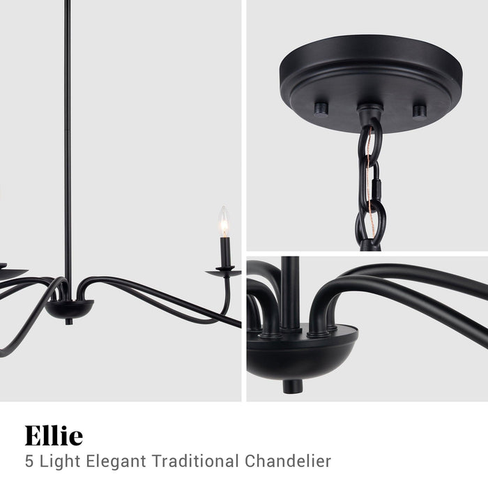 Ellie 5-Light Elegant Industrial Dimmable Chandelier - Sweatfully