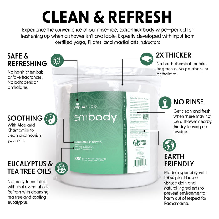 Embody™ Natural Body Wipes 350ct Mega Roll | Premium Hygiene for Active Lifestyles - Sweatfully