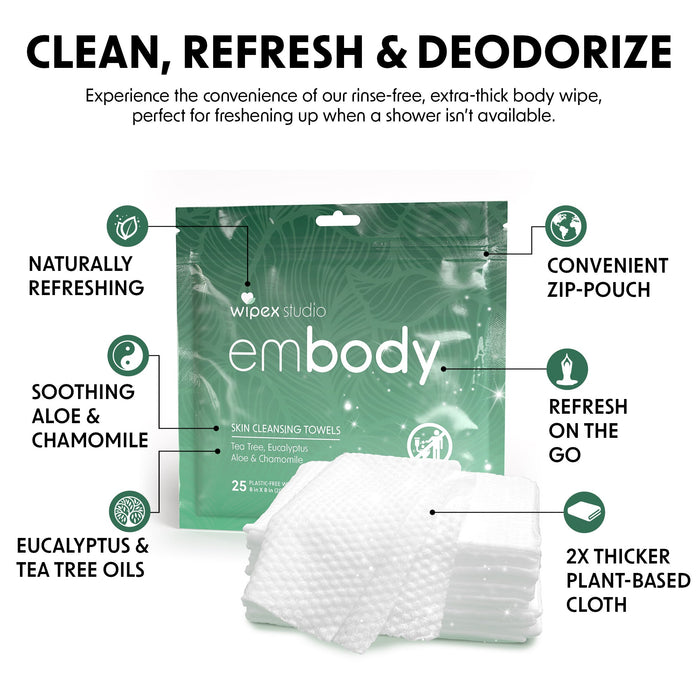 Embody® Body Wipes – Instant Reset After Movement | 25ct Travel Pack - Sweatfully