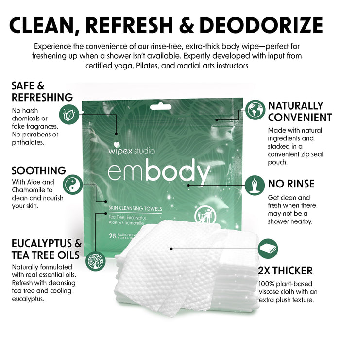 Embody® Body Wipes – Instant Reset After Movement | 25ct Travel Pack - Sweatfully