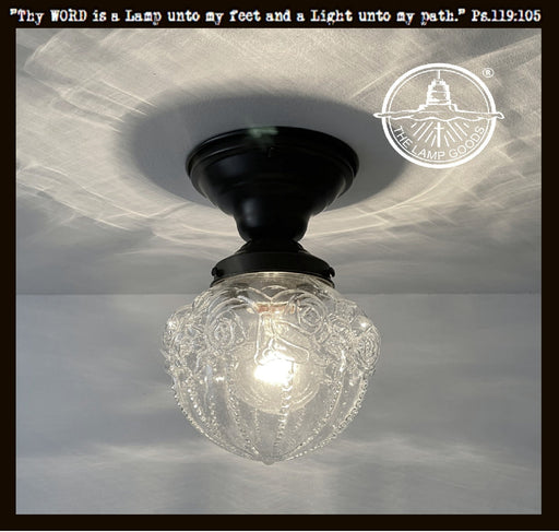 Embossed Flush Mount Globe Antique Ceiling Light Glass - Sweatfully