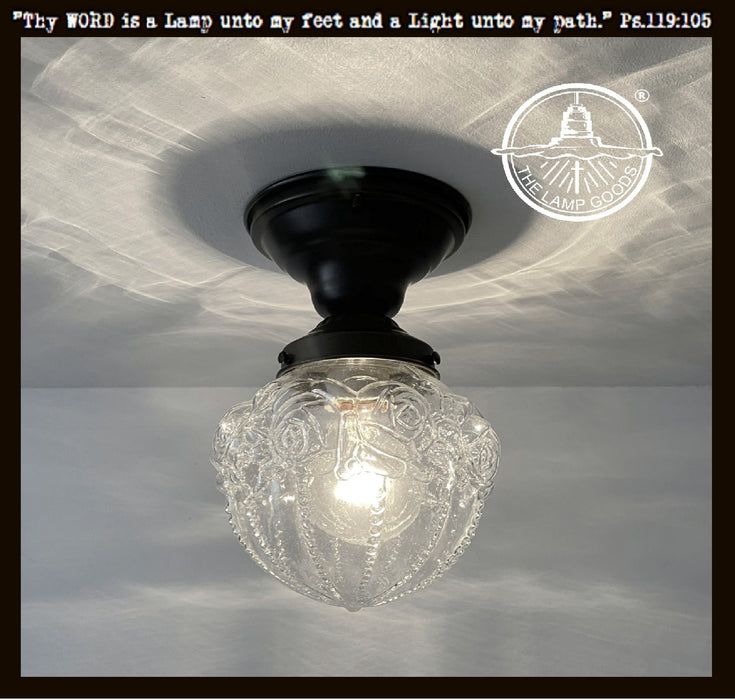 Embossed Flush Mount Globe Antique Ceiling Light Glass - Sweatfully