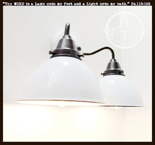 White Enamel Double Wall Light - Sweatfully