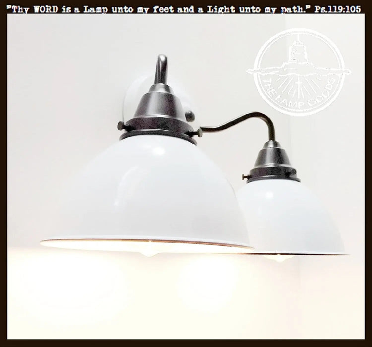 White Enamel Double Wall Light - Sweatfully