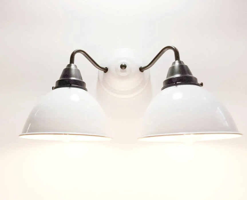 White Enamel Double Wall Light - Sweatfully