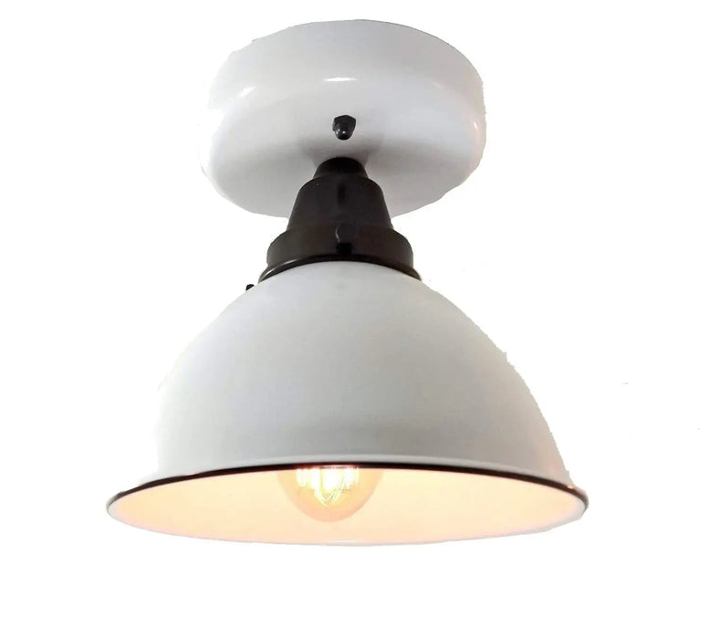 Modern Farmhouse Ceiling Light of White Enamel - Sweatfully