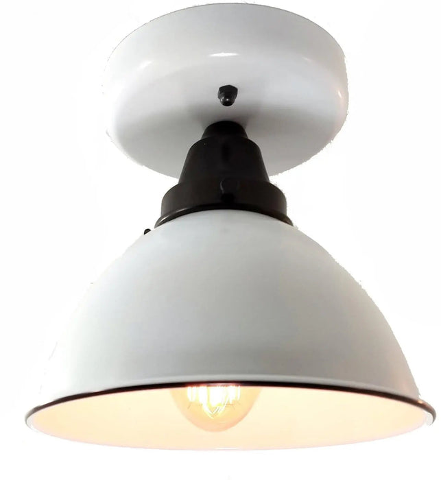 Modern Farmhouse Ceiling Light of White Enamel - Sweatfully