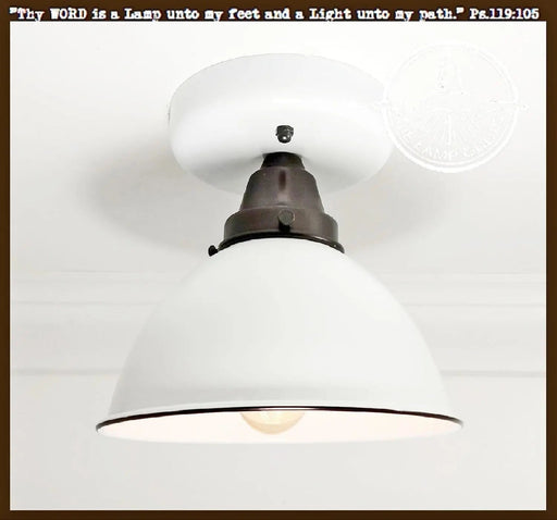 Modern Farmhouse Ceiling Light of White Enamel - Sweatfully