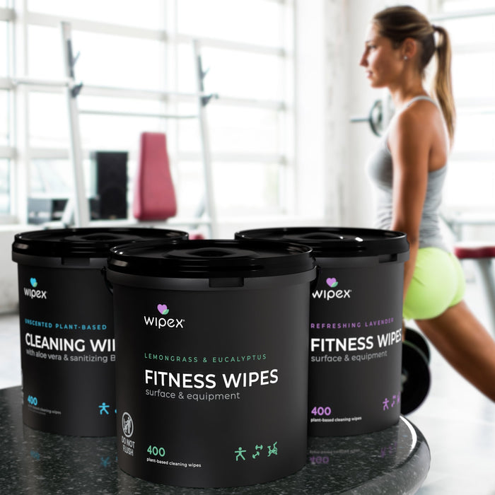 Wipex 400 Yoga Mat Wipes | Natural | Plant-based | For Fitness & Yoga Gear, Chiropractic, Massage Tables - Sweatfully