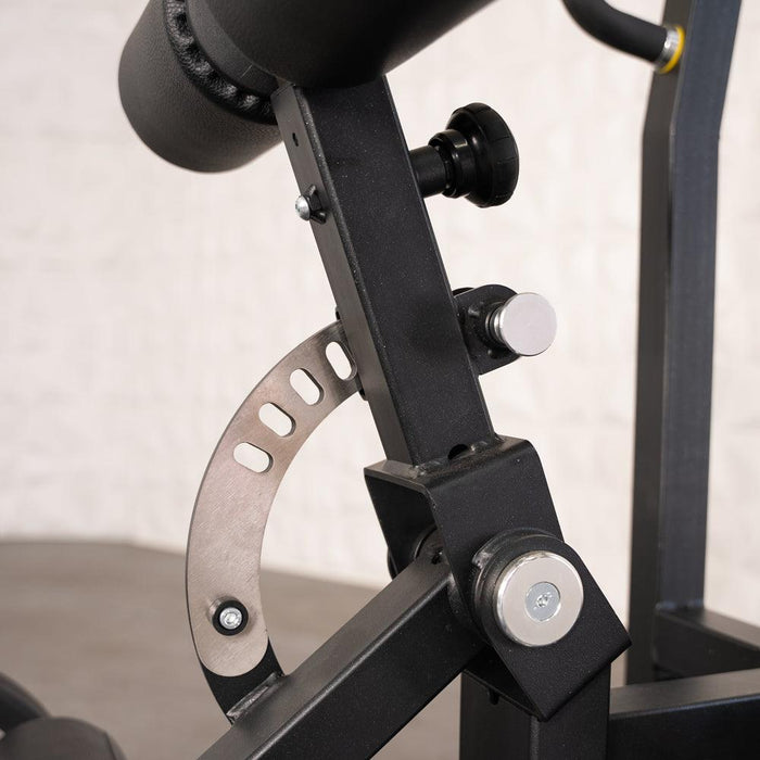 Excel Standing Hip Thrust - Muscle D Fitness - Plate Load Extension - Band Compatible - Adjustable Pads - Sweatfully