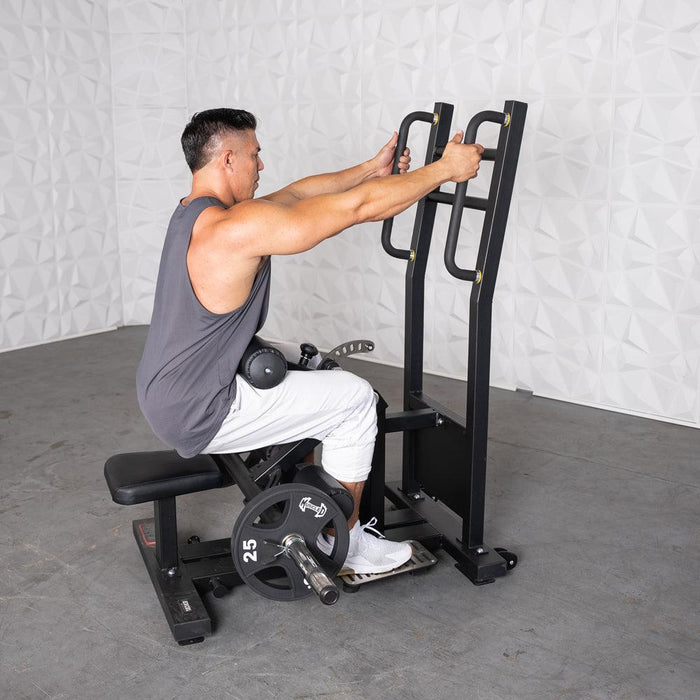 Excel Standing Hip Thrust - Muscle D Fitness - Plate Load Extension - Band Compatible - Adjustable Pads - Sweatfully