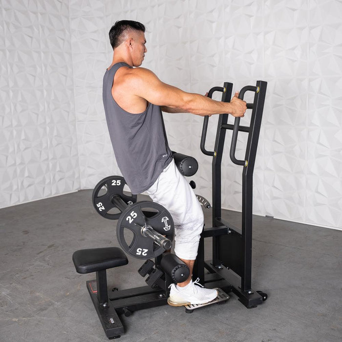 Excel Standing Hip Thrust - Muscle D Fitness - Plate Load Extension - Band Compatible - Adjustable Pads - Sweatfully