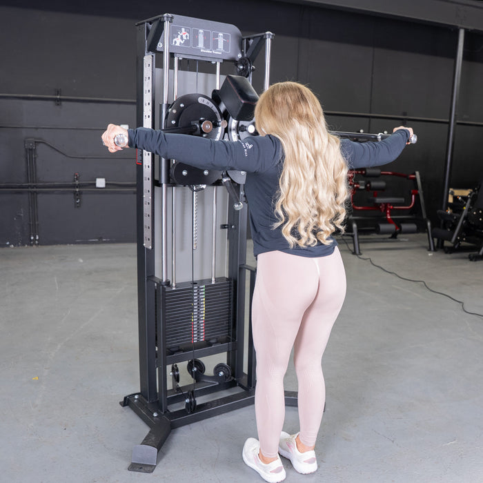 Excel Multi-Flight Trainer - Muscle D Fitness - Adjustable height - Selectorized Shoulder / Chest Machine - Sweatfully