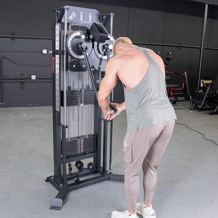 Excel Multi-Flight Trainer - Muscle D Fitness - Adjustable height - Selectorized Shoulder / Chest Machine - Sweatfully