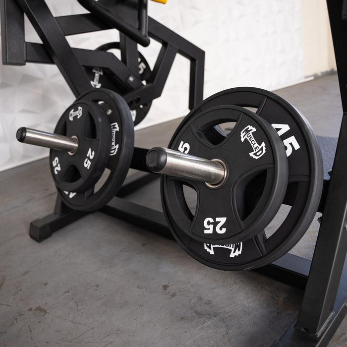 Excel Power Hack Squat - Muscle D Fitness - Plate Load Heavy Squat Machine - Weight Storage Pegs - Safety Stop - Sweatfully