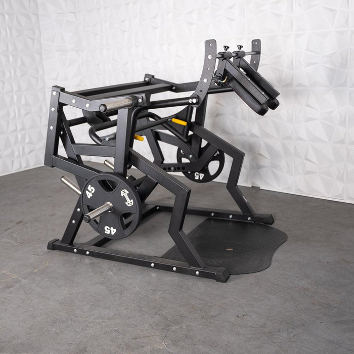Excel Power Hack Squat - Muscle D Fitness - Plate Load Heavy Squat Machine - Weight Storage Pegs - Safety Stop - Sweatfully