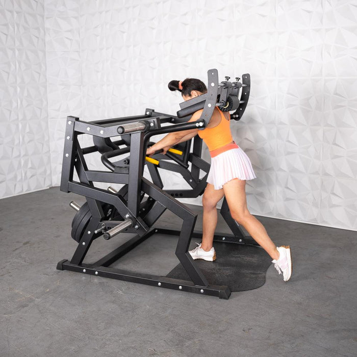 Excel Power Hack Squat - Muscle D Fitness - Plate Load Heavy Squat Machine - Weight Storage Pegs - Safety Stop - Sweatfully