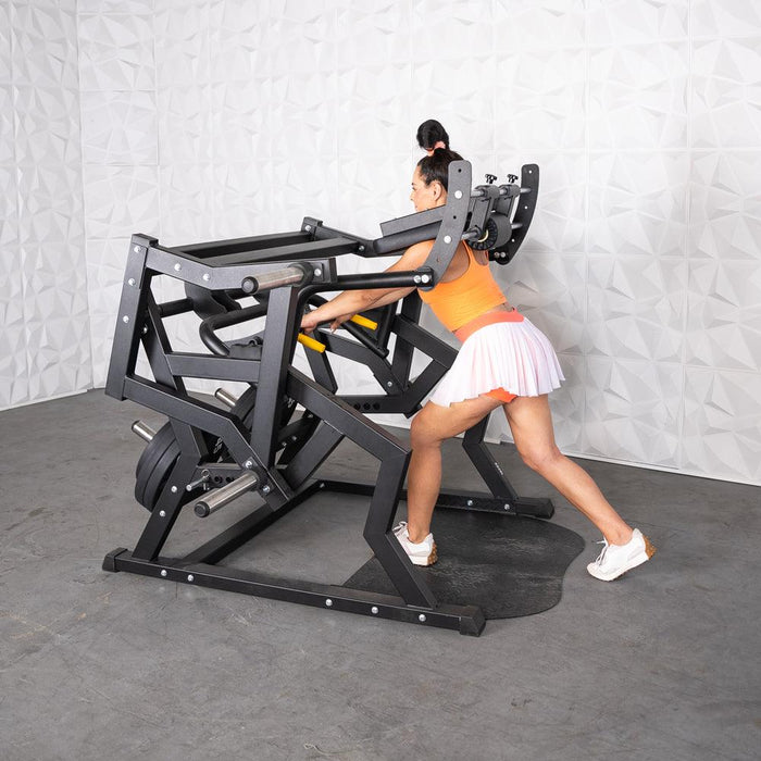 Excel Power Hack Squat - Muscle D Fitness - Plate Load Heavy Squat Machine - Weight Storage Pegs - Safety Stop - Sweatfully