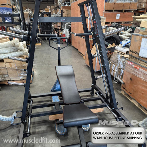 Excel Convergent Bench / Incline / Decline Press Combo - Muscle D Fitness - Plate Load Chest Press - Band Compatible - Sweatfully