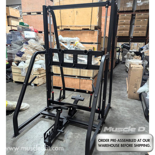 Excel Vertical Leg Press - Muscle D Fitness - Plate Load Leg Press - Adjustabe Back Pad - Weight Storage Pegs - Safety stops - Sweatfully