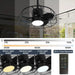 20 Inch Vistula Outdoor DC Motor Black Industrial Hanging Buckle Downrod Ceiling Fan with Light - Sweatfully