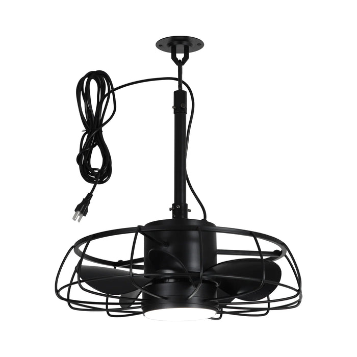 20 Inch Vistula Outdoor DC Motor Black Industrial Hanging Buckle Downrod Ceiling Fan with Light - Sweatfully